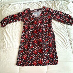 Gap Square Neck Floral Dress with Low V-Back Size Medium